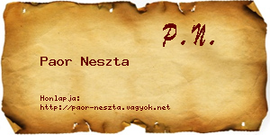 Paor Neszta névjegykártya